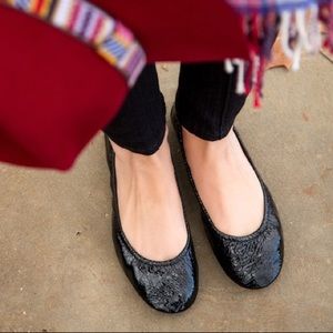 TIEKS Obsidian Black Patent Ballet Flats